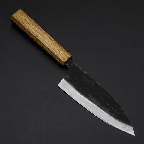 Deba Doppelte Fase White Steel #2 Kurouchi Eichenholz Griff 150mm-[Musashi]-[Japan-Küchenmesser]