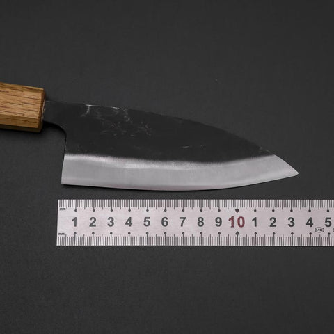 Deba Double Bevel White Steel #2 Kurouchi Oak Handle 130mm (5.1”)-[Musashi]-[Japan-Küchenmesser]