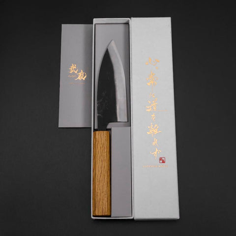 Deba Double Bevel White Steel #2 Kurouchi Oak Handle 130mm (5.1”)-[Musashi]-[Japan-Küchenmesser]