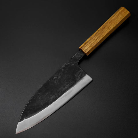 Deba Double Bevel White Steel #2 Kurouchi Oak Handle 180mm (7”)-[Musashi]-[Japan-Küchenmesser]