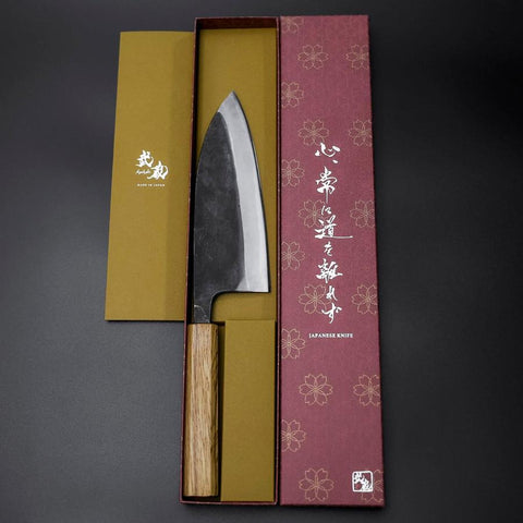 Deba Double Bevel White Steel #2 Kurouchi Oak Handle 180mm (7”)-[Musashi]-[Japan-Küchenmesser]