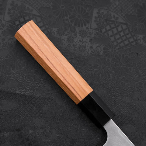 Deba Left Hand AUS-10 Polished Buffalo Teak Handle 165mm-[Musashi]-[Japanese-Kitchen-Knives]