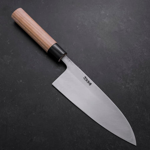 Deba Linkshand White Steel #2 Kurouchi Tsuchime Kirschholz Griff 180mm-[Musashi]-[Japan-Küchenmesser]