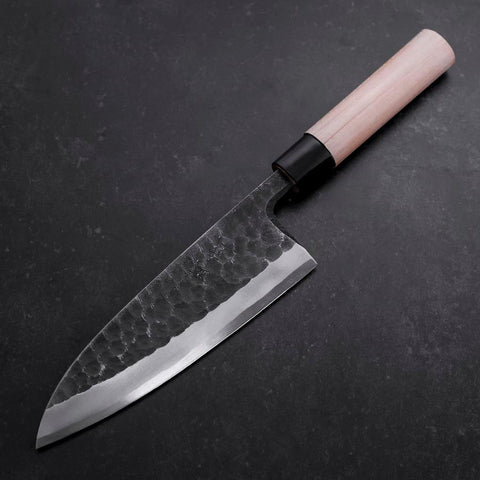 Deba Linkshand White Steel #2 Kurouchi Tsuchime Kirschholz Griff 180mm-[Musashi]-[Japan-Küchenmesser]