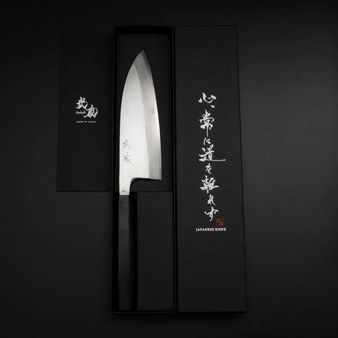 Deba Silver Steel #3 Kasumi Büffelhorn und Ebenholz Griff 165mm-[Musashi]-[Japan-Küchenmesser]