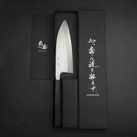 Deba Silver Steel #3 Kasumi Büffelhorn und Ebenholz Griff 165mm-[Musashi]-[Japan-Küchenmesser]