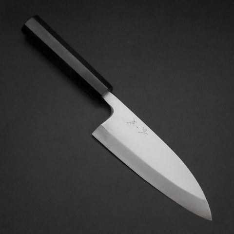 Deba Silver Steel #3 Kasumi Büffelhorn und Ebenholz Griff 165mm-[Musashi]-[Japan-Küchenmesser]