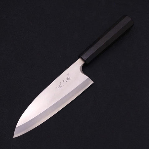 Deba Silver Steel #3 Kasumi Büffelhorn und Ebenholz Griff 180mm (Linkshändig)-[Musashi]-[Japan-Küchenmesser]