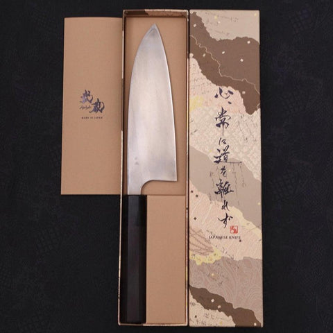 Deba Silver Steel #3 Kasumi Büffelhorn und Ebenholz Griff 180mm (Linkshändig)-[Musashi]-[Japan-Küchenmesser]