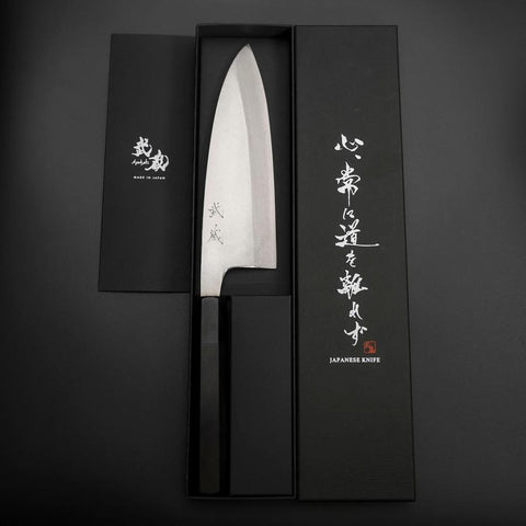 Deba Silver Steel #3 Kasumi Büffelhorn und Ebenholz Griff 180mm-[Musashi]-[Japan-Küchenmesser]