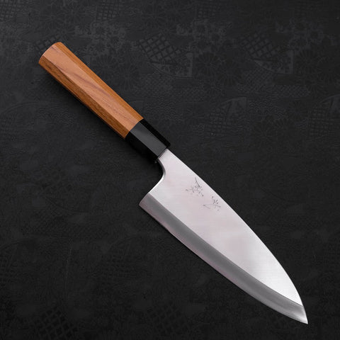Deba Silver Steel #3 Kasumi Büffelhorn und Teakholz Griff 180mm-[Musashi]-[Japan-Küchenmesser]