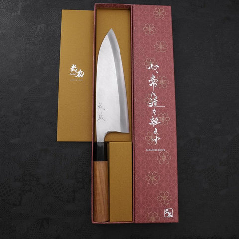 Deba Silver Steel #3 Kasumi Büffelhorn und Teakholz Griff 210mm-[Musashi]-[Japan-Küchenmesser]