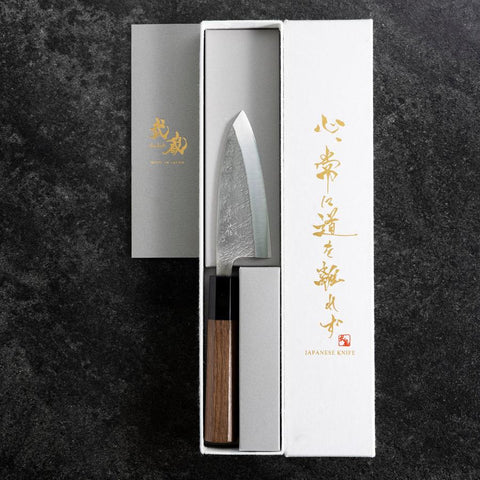 Deba VG-10 Nashiji Buffalo Walnut Handle 105mm (4.1”)-[Musashi]-[Japanese-Kitchen-Knives]