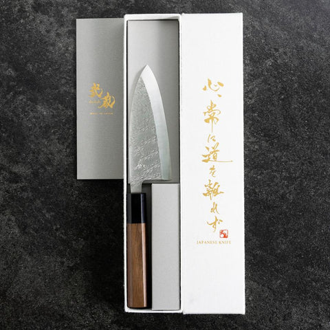 Deba VG-10 Nashiji Buffalo Walnut Handle 120mm (4.7”)-[Musashi]-[Japanese-Kitchen-Knives]