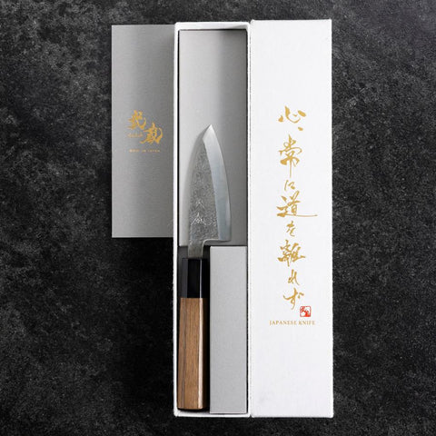Deba VG-10 Nashiji Büffelhorn und Walnussholz Griff 90mm-[Musashi]-[Japan-Küchenmesser]