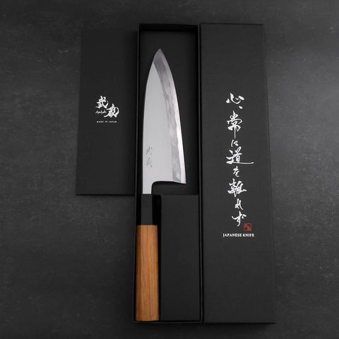 Deba White Steel #2 Hon-Kasumi Büffelhorn und Teak Griff 165mm-[Musashi]-[Japan-Küchenmesser]