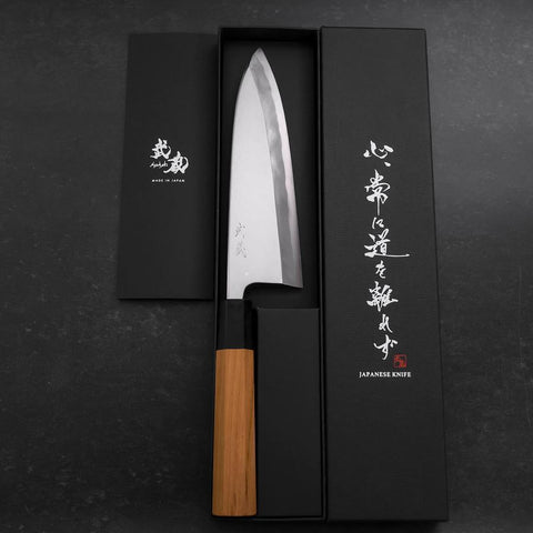 Deba White Steel #2 Hon-Kasumi Büffelhorn und Teakholz Griff 180mm-[Musashi]-[Japan-Küchenmesser]