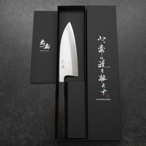 Deba White Steel #2 Kasumi Buffalo Ebony Handle 150mm-[Musashi]-[Japanese-Kitchen-Knives]