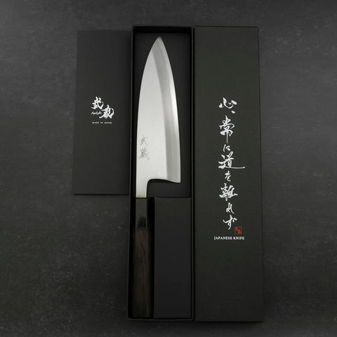 Deba White Steel #2 Kasumi Buffalo Ebony Handle 180mm (7”)-[Musashi]-[Japan-Küchenmesser]