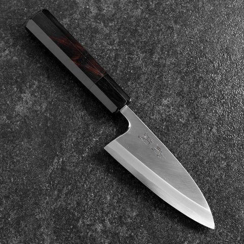 Deba White Steel #2 Kasumi Büffelhorn und Ebenholz Griff 120mm-[Musashi]-[Japan-Küchenmesser]