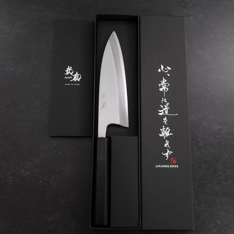 Deba White Steel #2 Kasumi Büffelhorn und Ebenholz Griff 165mm-[Musashi]-[Japan-Küchenmesser]