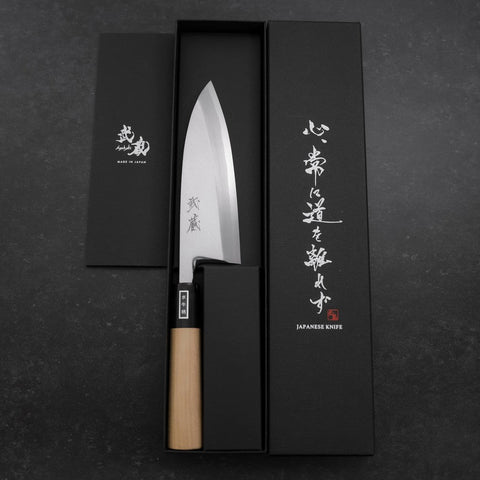 Deba White Steel #2 Kasumi Büffelhorn und Magnolienholz Griff 150mm-[Musashi]-[Japan-Küchenmesser]
