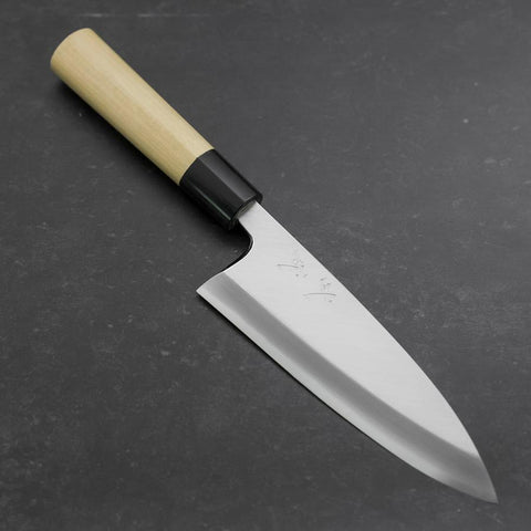 Deba White Steel #2 Kasumi Büffelhorn und Magnolienholz Griff 165mm (Kurigata)-[Musashi]-[Japan-Küchenmesser]