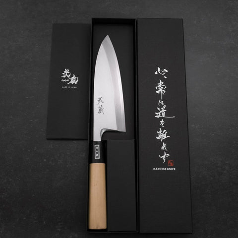 Deba White Steel #2 Kasumi Büffelhorn und Magnolienholz Griff 165mm-[Musashi]-[Japan-Küchenmesser]