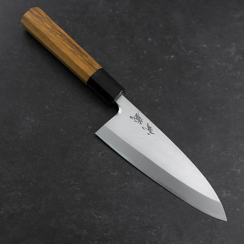 Deba White Steel #2 Kasumi Büffelhorn und Teakholz Griff 150mm-[Musashi]-[Japan-Küchenmesser]
