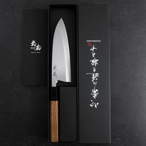 Deba White Steel #2 Kasumi Büffelhorn und Teakholz Griff 165mm-[Musashi]-[Japan-Küchenmesser]
