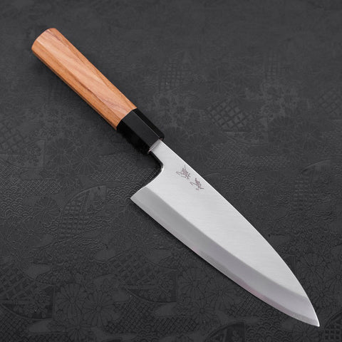 Deba White Steel #2 Kasumi Büffelhorn und Teakholz Griff 180mm-[Musashi]-[Japan-Küchenmesser]