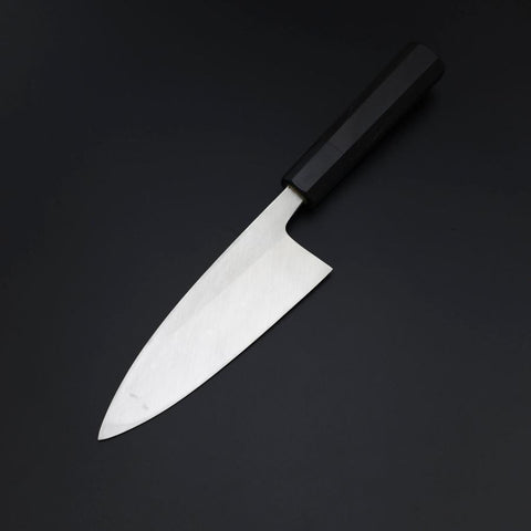 Deba White Steel #2 Kasumi Chokin Gold Sakura-Fuji Buffalo Ebony Handle 150mm (5.9”)-[Musashi]-[Japan-Küchenmesser]