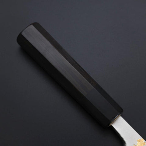 Deba White Steel #2 Kasumi Chokin Gold Sakura-Fuji Buffalo Ebony Handle 150mm (5.9”)-[Musashi]-[Japan-Küchenmesser]