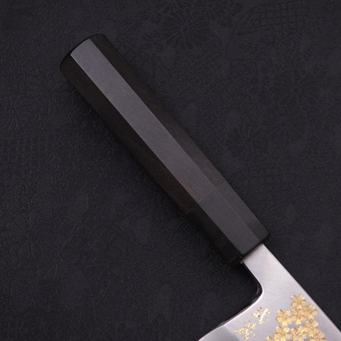 Deba White Steel #2 Kasumi Chokin "Sakura An Fuji" Büffelhorn und Ebenholz Griff 180mm-[Musashi]-[Japan-Küchenmesser]