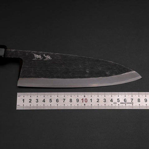 Deba White Steel #2 Kurouchi Büffelhorn und Ebenholz Griff 180mm-[Musashi]-[Japan-Küchenmesser]