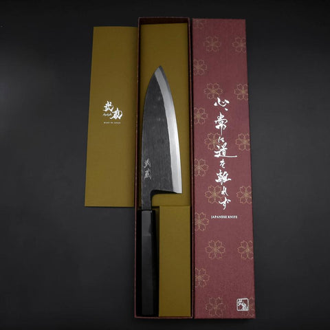 Deba White Steel #2 Kurouchi Büffelhorn und Ebenholz Griff 180mm-[Musashi]-[Japan-Küchenmesser]