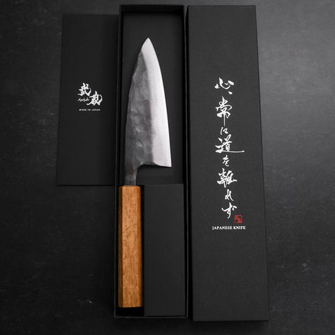 Deba White Steel #2 Kurouchi Eichenholz Griff 150mm-[Musashi]-[Japan-Küchenmesser]