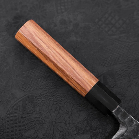 Deba White Steel #2 Kurouchi Tsuchime Büffelhorn und Teakholz Griff 180mm-[Musashi]-[Japan-Küchenmesser]