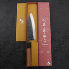 Deba White Steel #2 Kurouchi Tsuchime Büffelhorn und Teakholz Griff 180mm-[Musashi]-[Japan-Küchenmesser]
