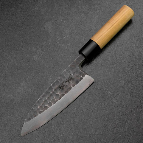 Deba White Steel #2 Kurouchi Tsuchime Kirschholz Griff 150mm-[Musashi]-[Japan-Küchenmesser]
