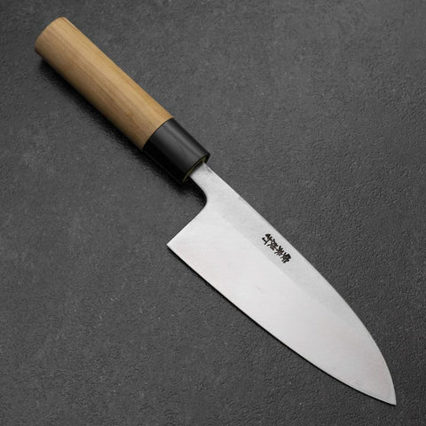 Deba White Steel #2 Kurouchi Tsuchime Kirschholz Griff 150mm-[Musashi]-[Japan-Küchenmesser]