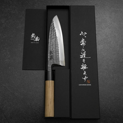 Deba White Steel #2 Kurouchi Tsuchime Kirschholz Griff 165mm-[Musashi]-[Japan-Küchenmesser]