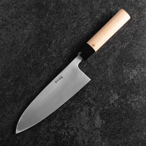 Deba White Steel #2 Kurouchi Tsuchime Kirschholz Griff 180mm-[Musashi]-[Japan-Küchenmesser]