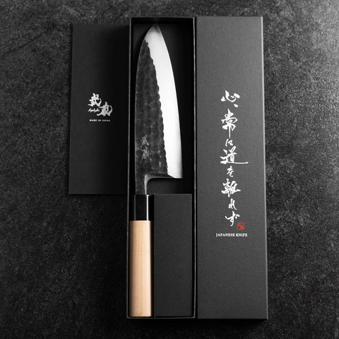 Deba White Steel #2 Kurouchi Tsuchime Kirschholz Griff 180mm-[Musashi]-[Japan-Küchenmesser]
