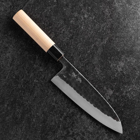 Deba White Steel #2 Kurouchi Tsuchime Kirschholz Griff 180mm-[Musashi]-[Japan-Küchenmesser]