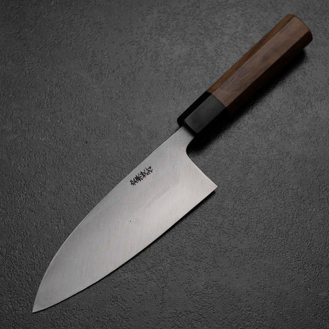 Deba White Steel #2 Kurouchi Tsuchime Walnussholz Griff 150mm-[Musashi]-[Japan-Küchenmesser]