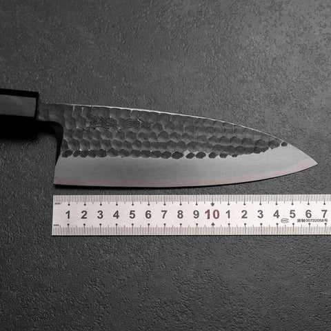 Deba White Steel #2 Kurouchi Tsuchime Walnussholz Griff 165mm-[Musashi]-[Japan-Küchenmesser]