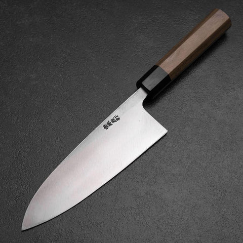 Deba White Steel #2 Kurouchi Tsuchime Walnussholz Griff 180mm-[Musashi]-[Japan-Küchenmesser]