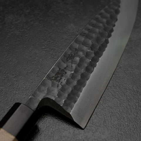 Deba White Steel #2 Kurouchi Tsuchime Walnussholz Griff 180mm-[Musashi]-[Japan-Küchenmesser]