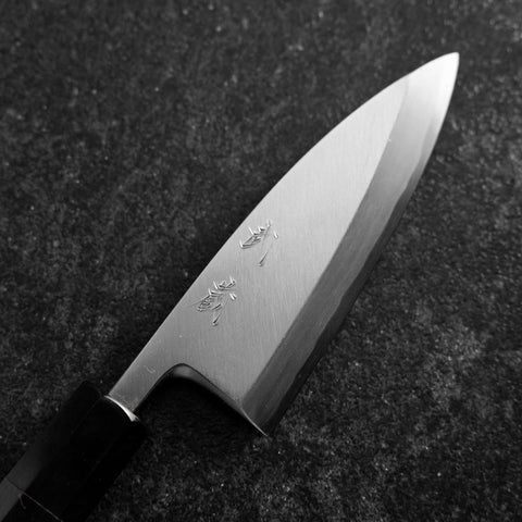 Deba White Steel #2 Poliert Büffelhorn und Ebenholz Griff 120mm-[Musashi]-[Japan-Küchenmesser]